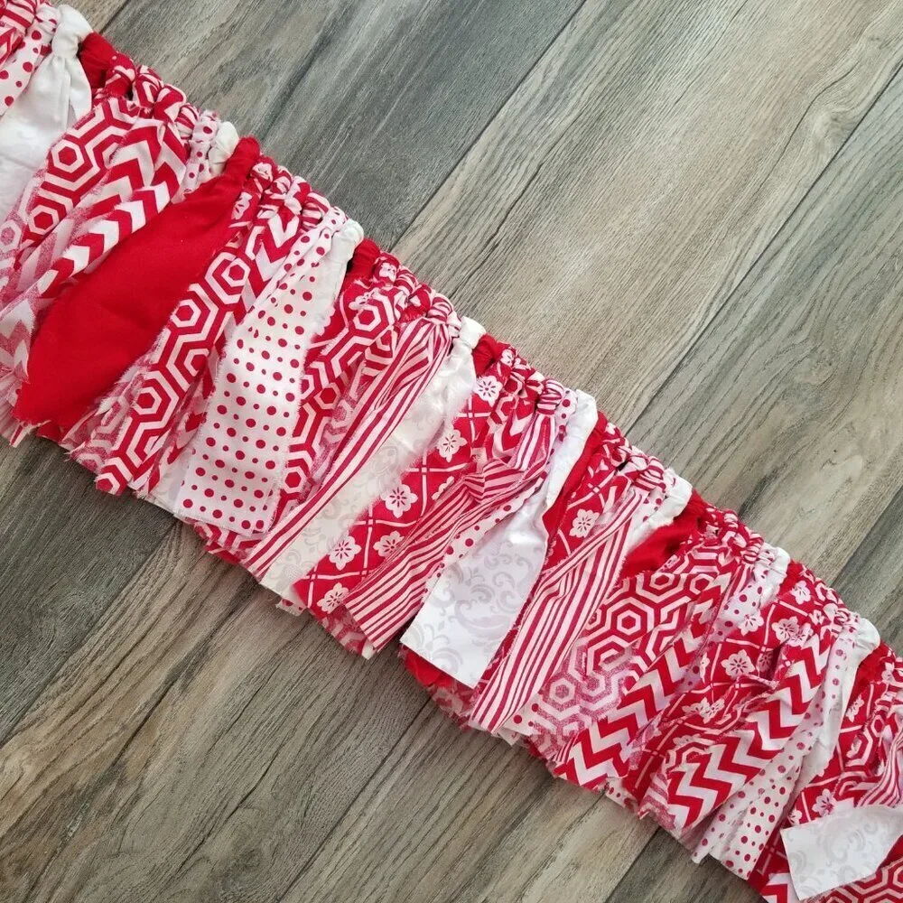 Red Chevron | Summer Camp Banner | Christmas Decor, Fabric Banner, 7'